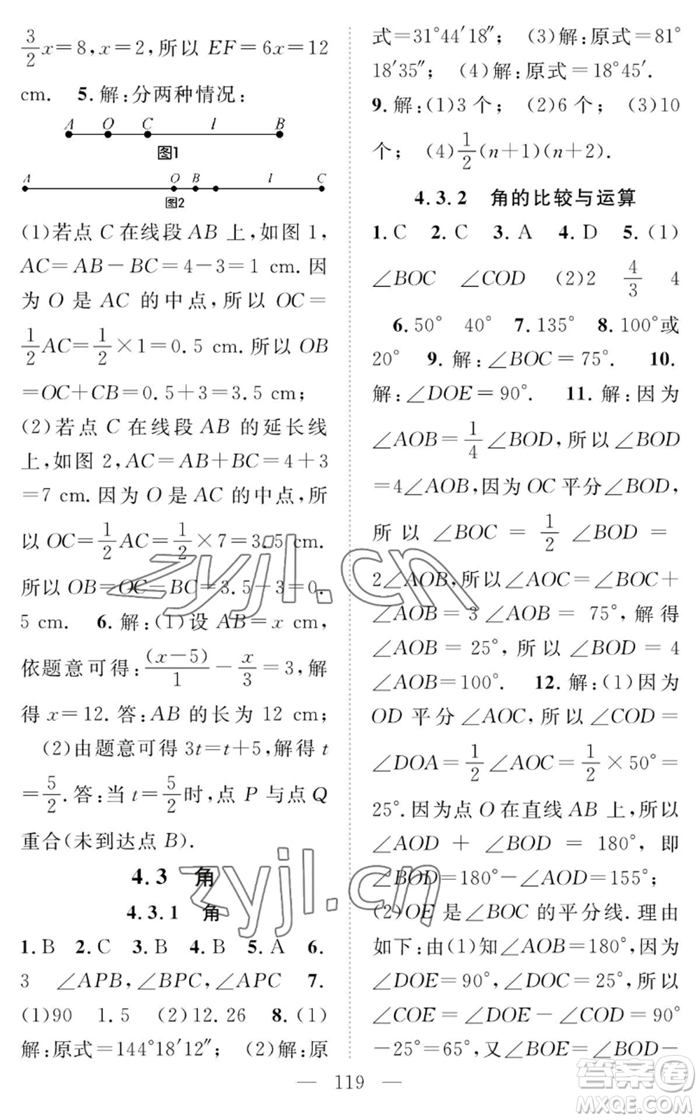 長江少年兒童出版社2022智慧課堂創(chuàng)新作業(yè)七年級上冊數(shù)學(xué)人教版參考答案