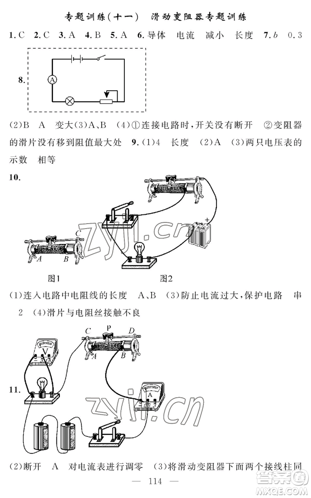 長江少年兒童出版社2022智慧課堂創(chuàng)新作業(yè)九年級上冊物理人教版參考答案