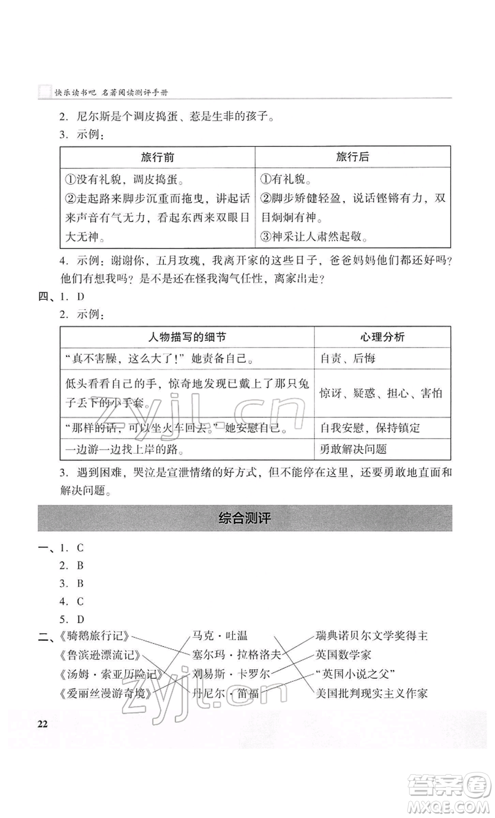 江蘇鳳凰美術(shù)出版社2022木頭馬閱讀力測(cè)評(píng)六年級(jí)語文人教版B版大武漢專版參考答案