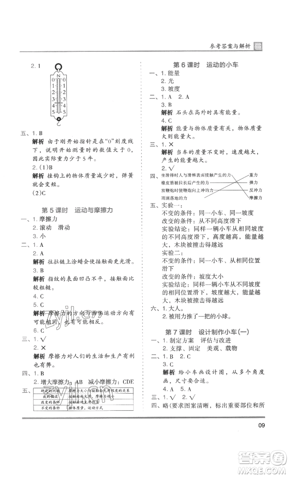 湖南師范大學(xué)出版社2022木頭馬分層課課練四年級(jí)上冊(cè)科學(xué)教科版參考答案