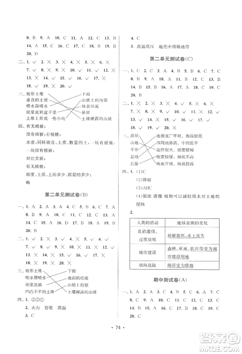 延邊教育出版社2022智慧課堂課時檢測五年級上冊科學教科版參考答案