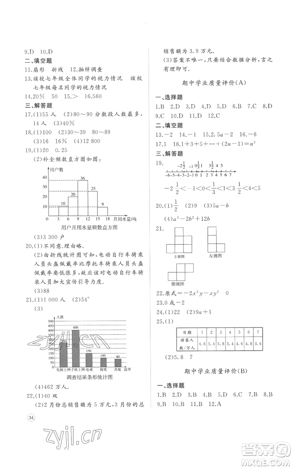 山東友誼出版社2022精練課堂分層作業(yè)七年級上冊數(shù)學北師大版參考答案