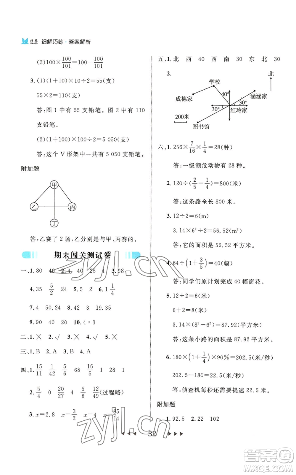 延邊大學出版社2022細解巧練六年級上冊數(shù)學人教版參考答案