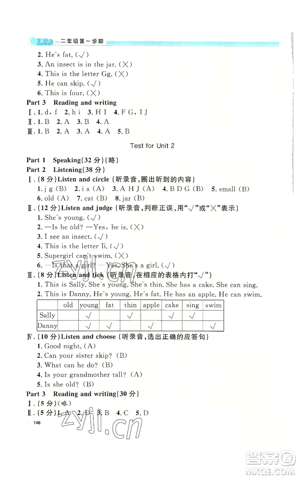 天津人民出版社2022上海作業(yè)二年級第一學期英語牛津版參考答案