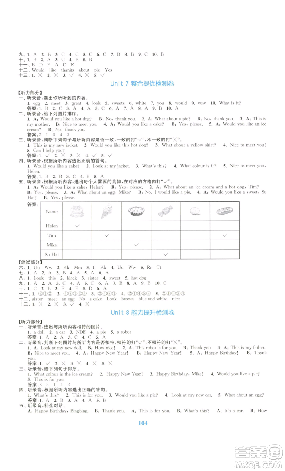 北方婦女兒童出版社2022復(fù)習(xí)金卷同步跟蹤大試卷三年級(jí)上冊(cè)英語(yǔ)蘇教版參考答案