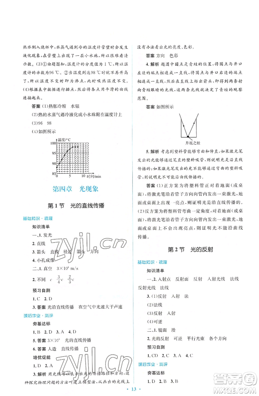 人民教育出版社2022人教金學(xué)典同步解析與測(cè)評(píng)學(xué)考練八年級(jí)上冊(cè)物理人教版參考答案