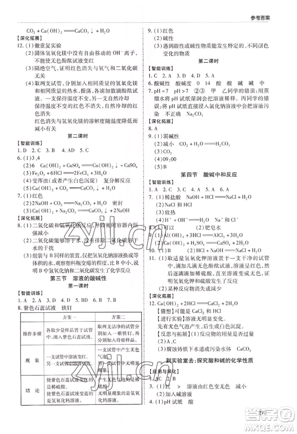 青島出版社2022新課堂學習與探究九年級化學人教版參考答案