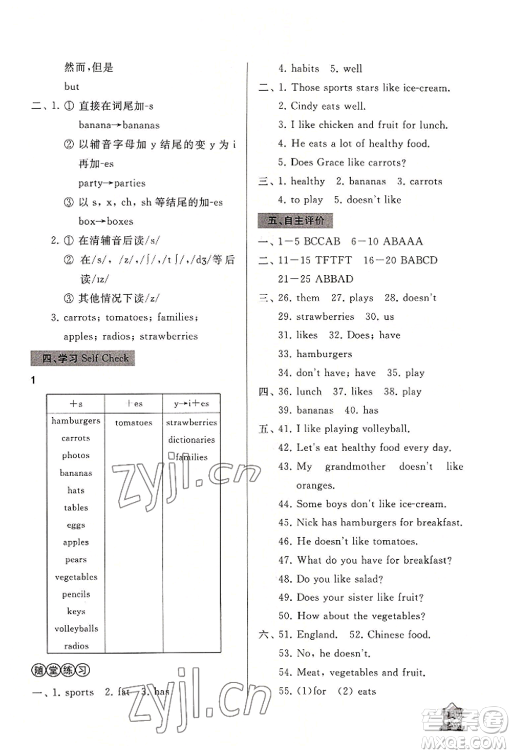 山東友誼出版社2022伴你學(xué)新課程助學(xué)叢書(shū)七年級(jí)上冊(cè)英語(yǔ)人教版參考答案