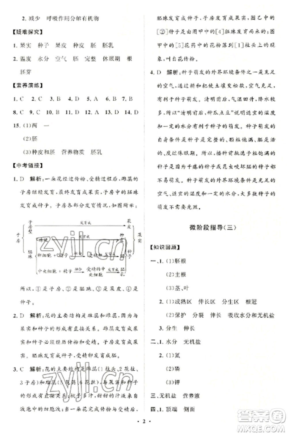 山東教育出版社2022初中同步練習(xí)冊(cè)分層卷八年級(jí)生物上冊(cè)濟(jì)南版參考答案