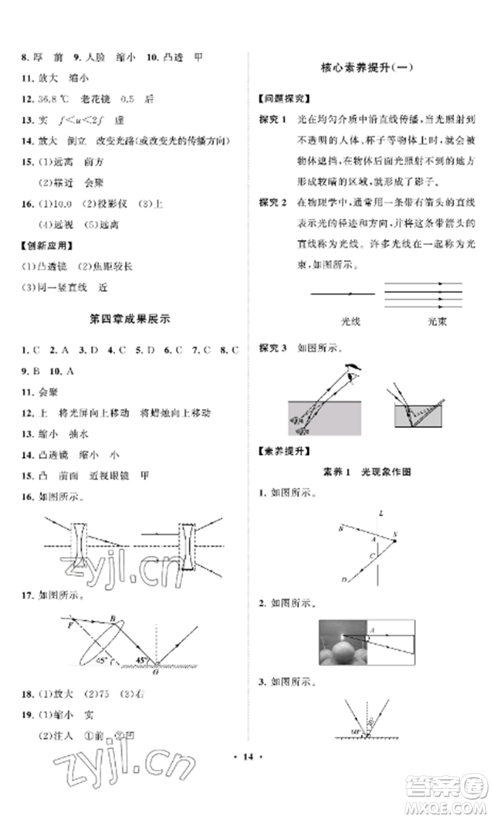 山東教育出版社2022初中同步練習(xí)冊(cè)分層卷八年級(jí)物理上冊(cè)魯科版五四制參考答案