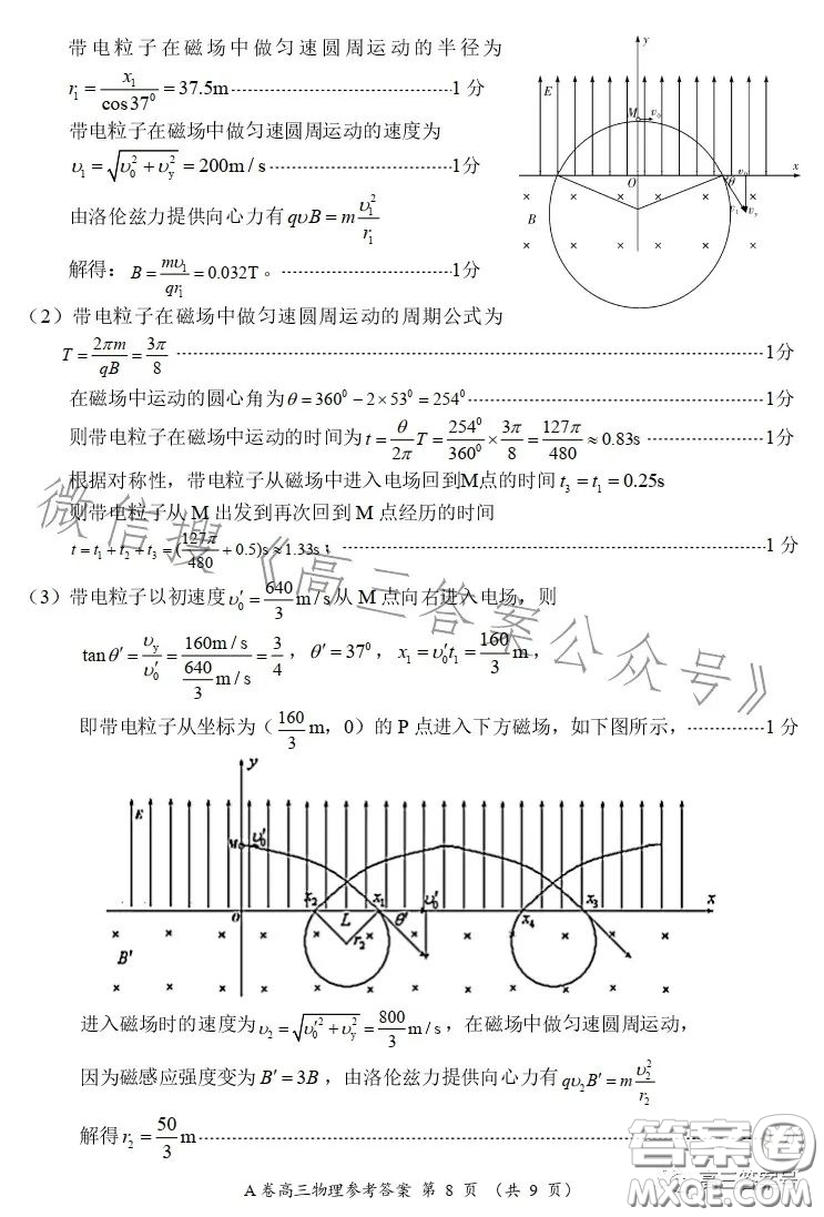 2022-2023學(xué)年全國重點高中新百年競優(yōu)聯(lián)考高三物理A試卷答案