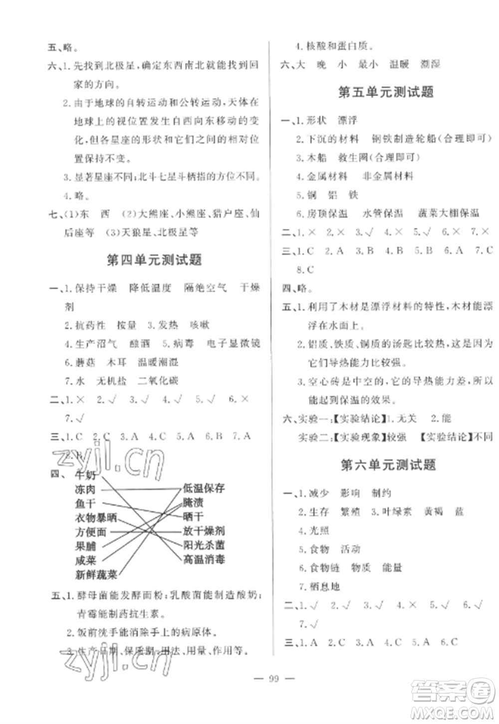 山東文藝出版社2022小學(xué)課堂同步訓(xùn)練五年級(jí)科學(xué)上冊(cè)青島版五四學(xué)制參考答案