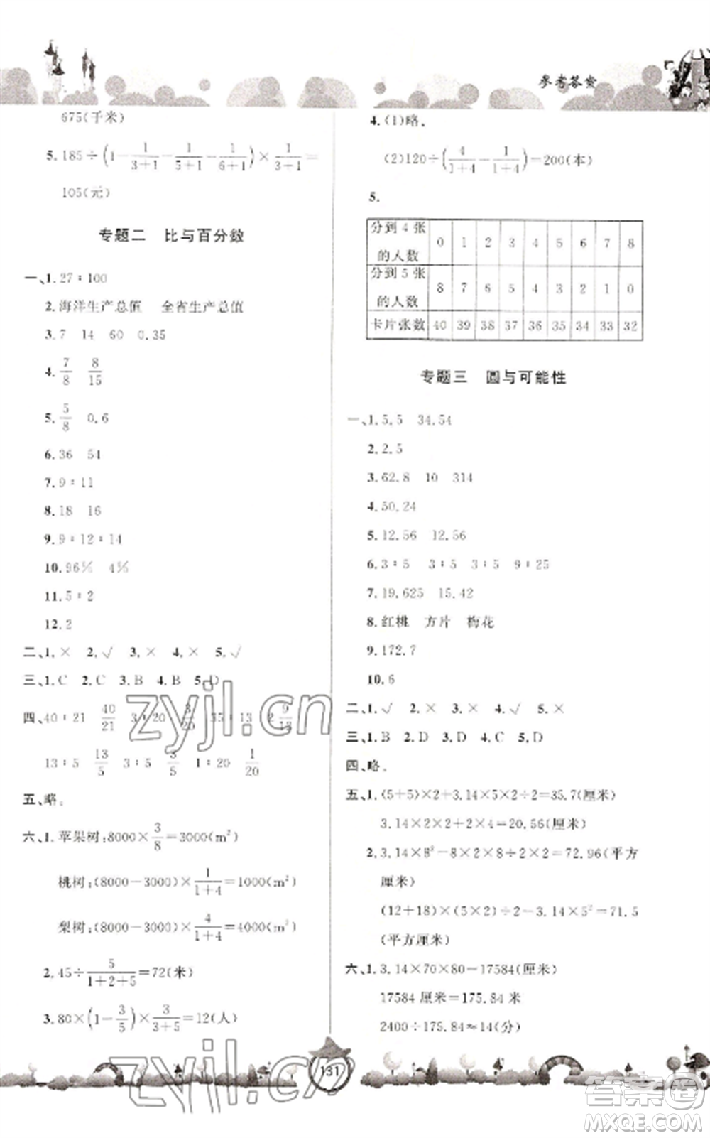 山東文藝出版社2022小學(xué)課堂同步訓(xùn)練六年級(jí)數(shù)學(xué)上冊(cè)青島版六三學(xué)制參考答案