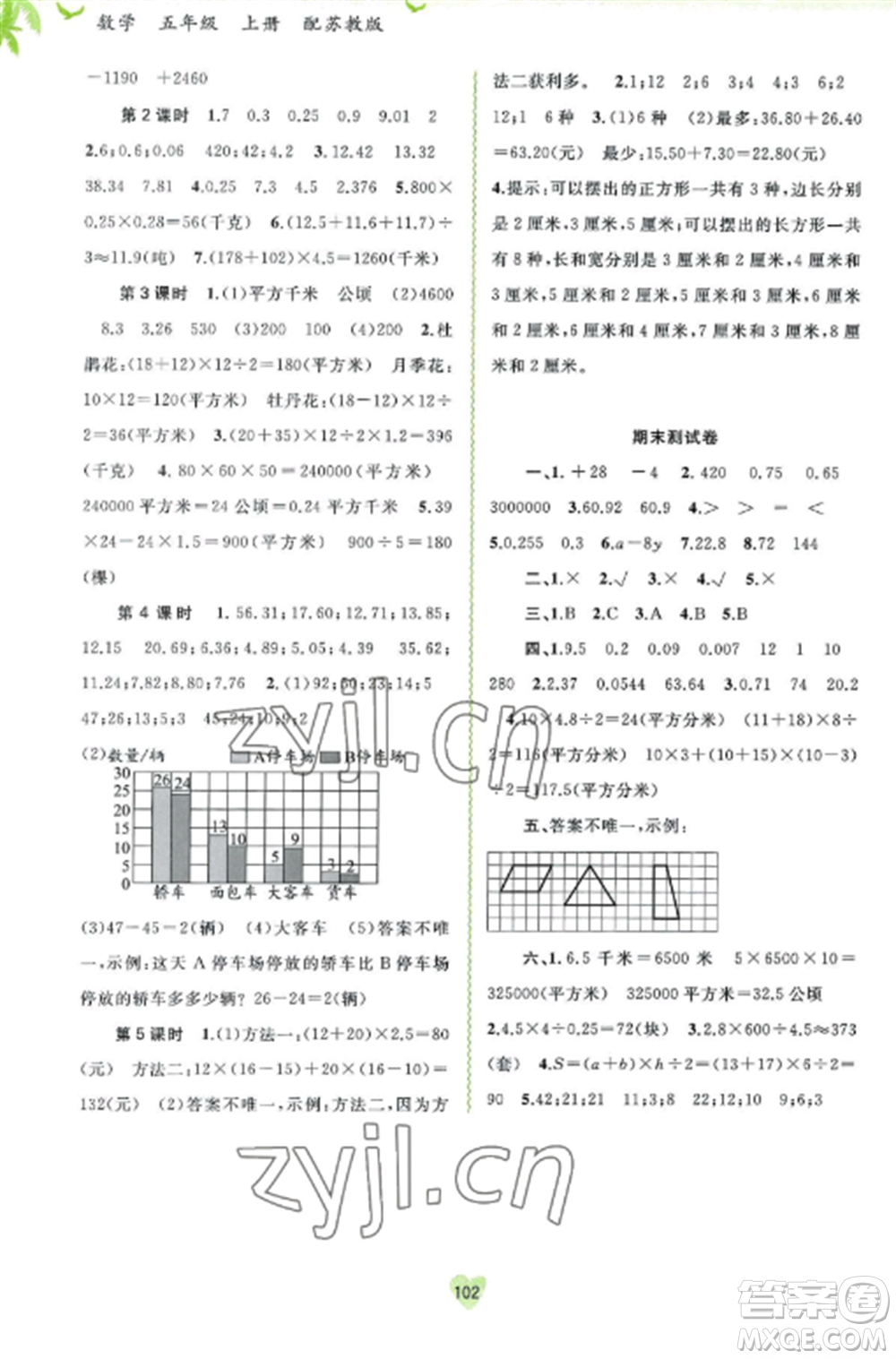 廣西教育出版社2022新課程學(xué)習(xí)與測(cè)評(píng)同步學(xué)習(xí)五年級(jí)數(shù)學(xué)上冊(cè)蘇教版參考答案