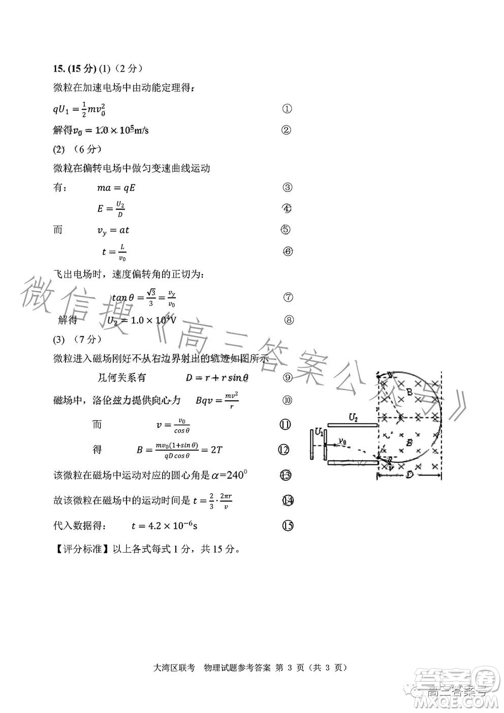 2023屆廣東大灣區(qū)普通高中畢業(yè)班第一次聯(lián)合模擬考試物理試卷答案