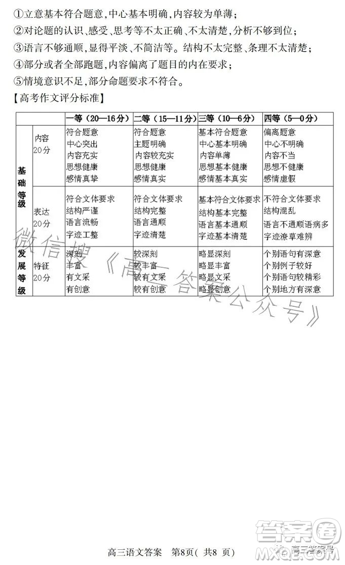 信陽(yáng)2022—2023學(xué)年普通高中高三第二次教學(xué)質(zhì)量檢測(cè)語(yǔ)文試卷答案