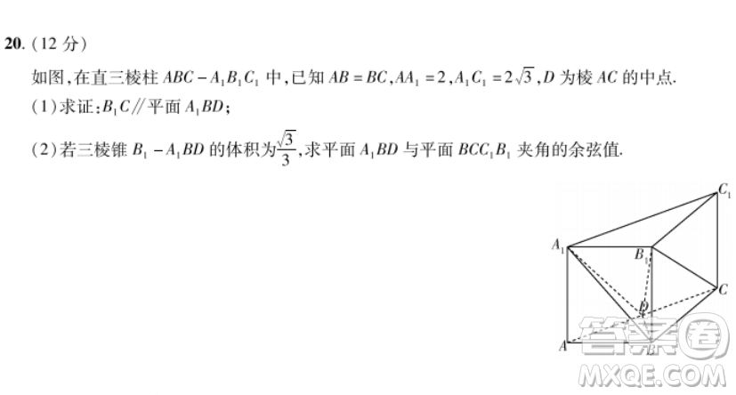 2023普通高等學(xué)校招生全國統(tǒng)一考試數(shù)學(xué)領(lǐng)航卷二試卷答案