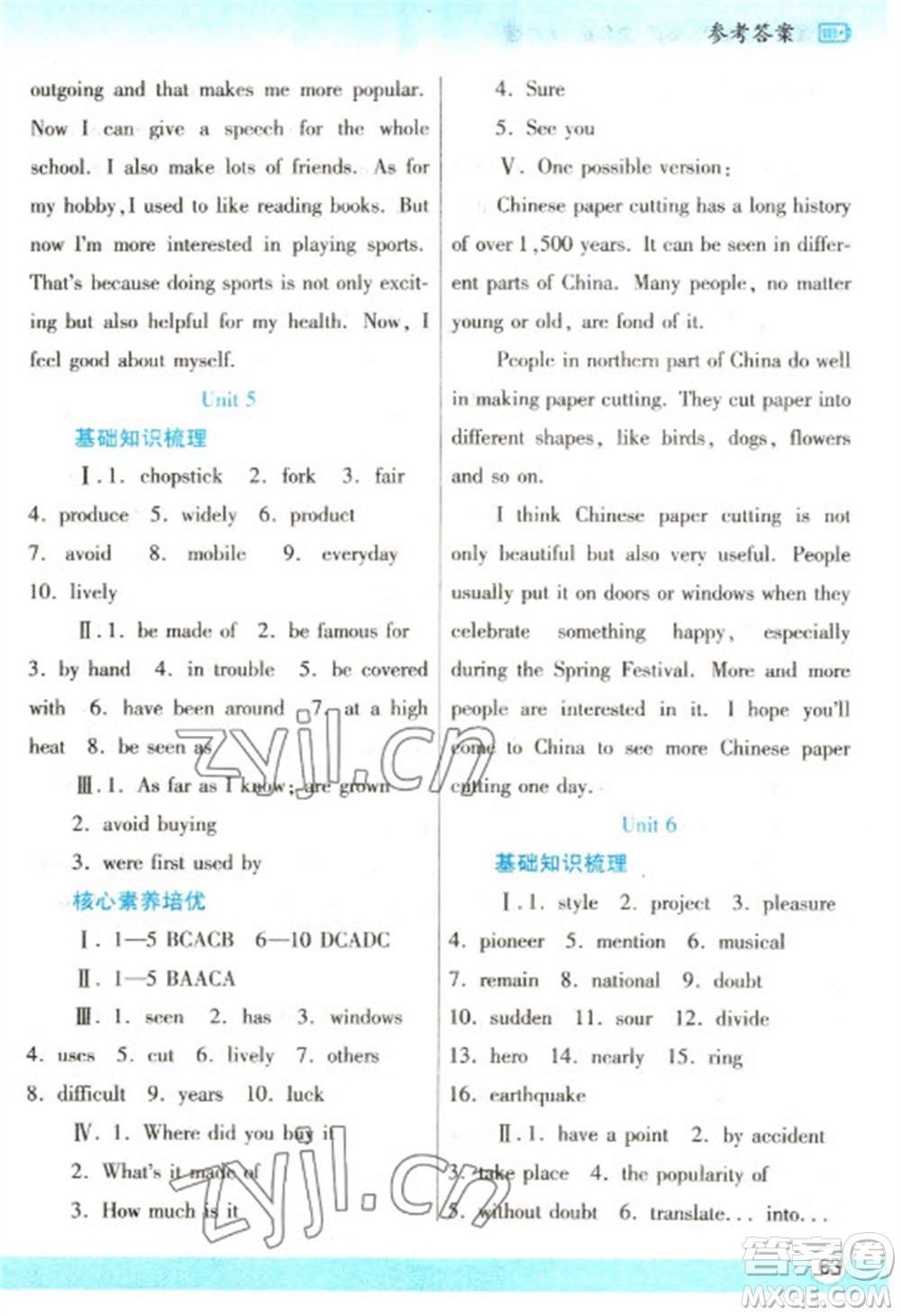 陜西師范大學(xué)出版總社2023寒假作業(yè)與生活九年級(jí)英語(yǔ)人教版參考答案