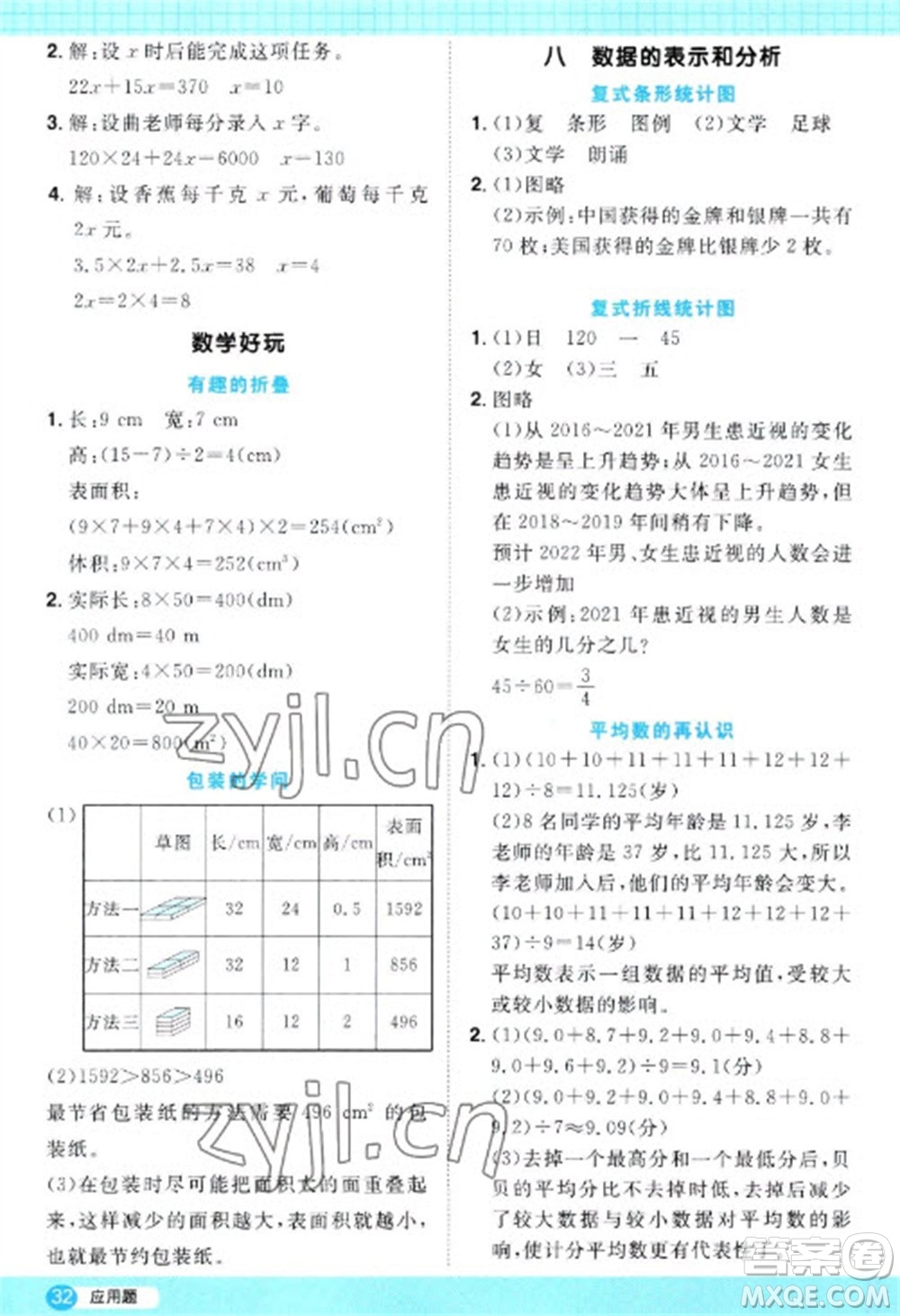 江西教育出版社2023陽光同學計算小達人五年級下冊數(shù)學北師大版參考答案