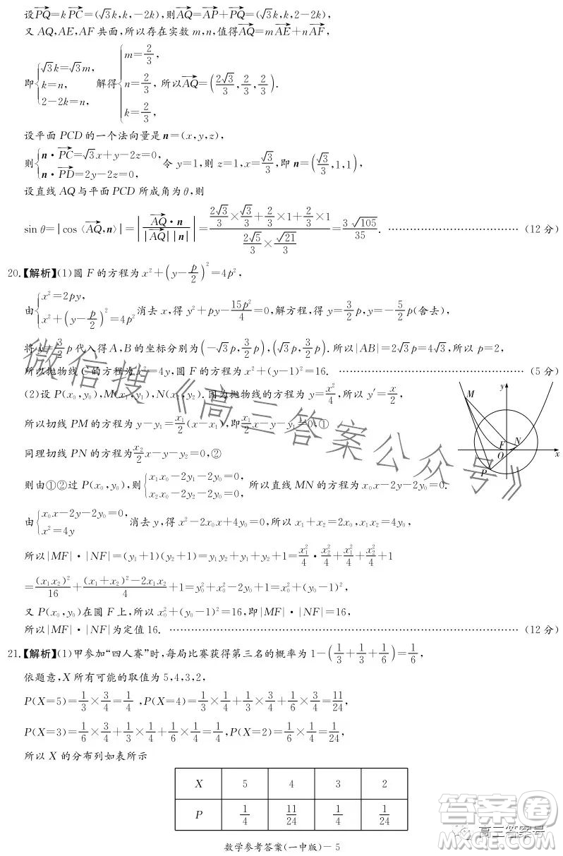 長沙市一中2023屆高三月考試卷五數(shù)學(xué)試卷答案