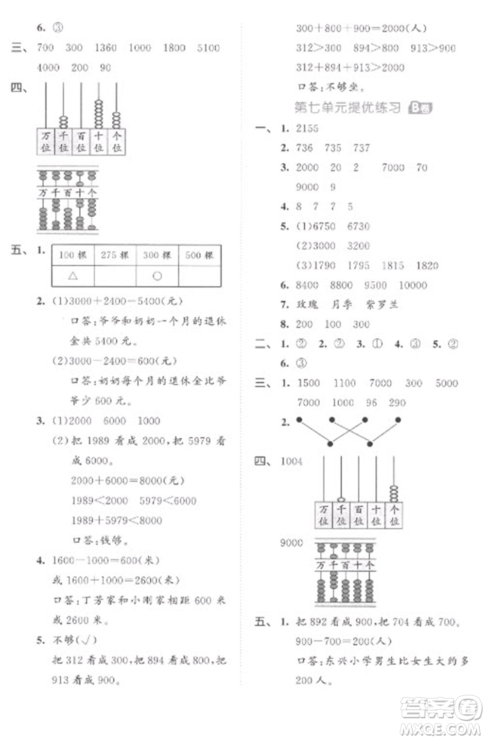 西安出版社2023春季53全優(yōu)卷二年級(jí)下冊(cè)數(shù)學(xué)人教版參考答案