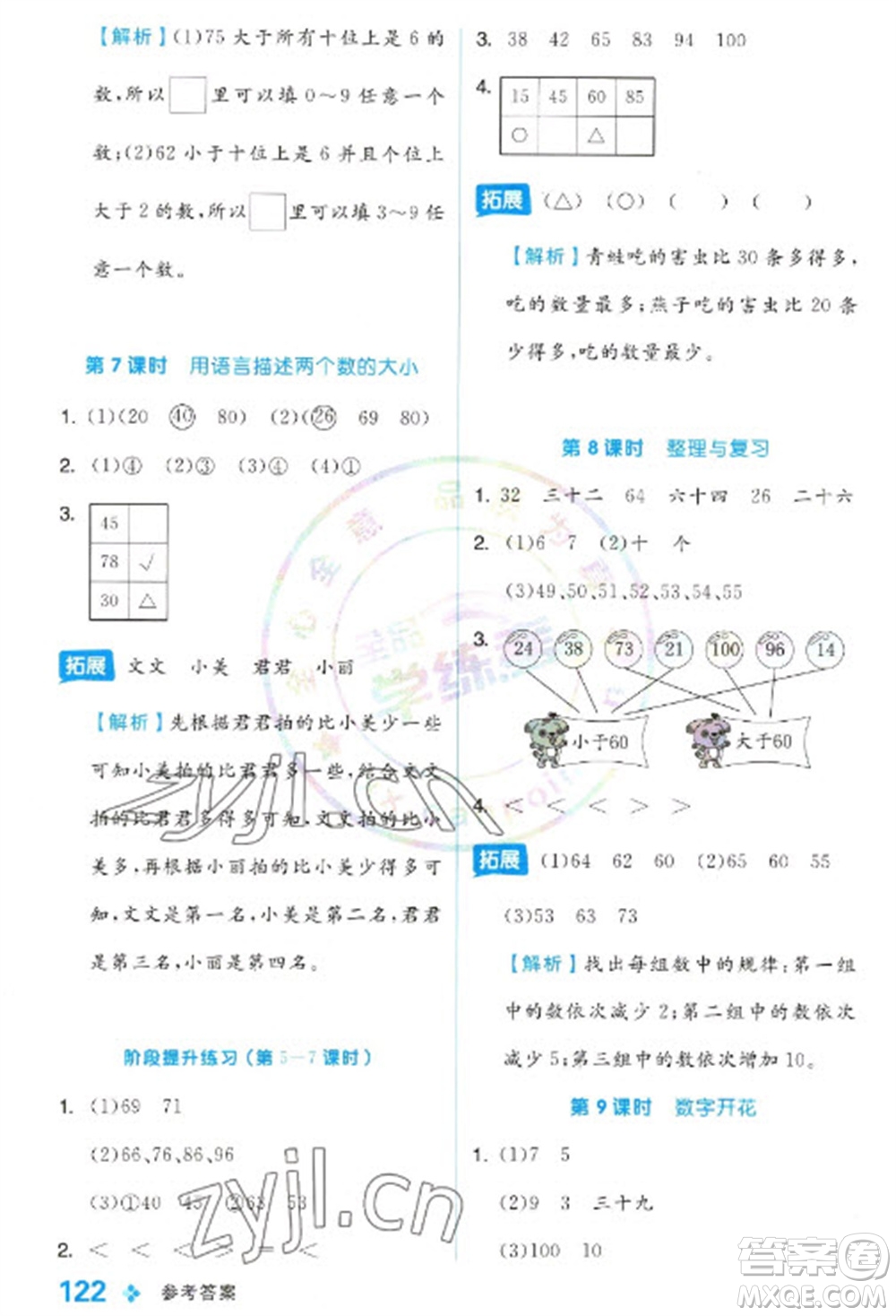 開明出版社2023全品學練考一年級下冊數(shù)學冀教版參考答案