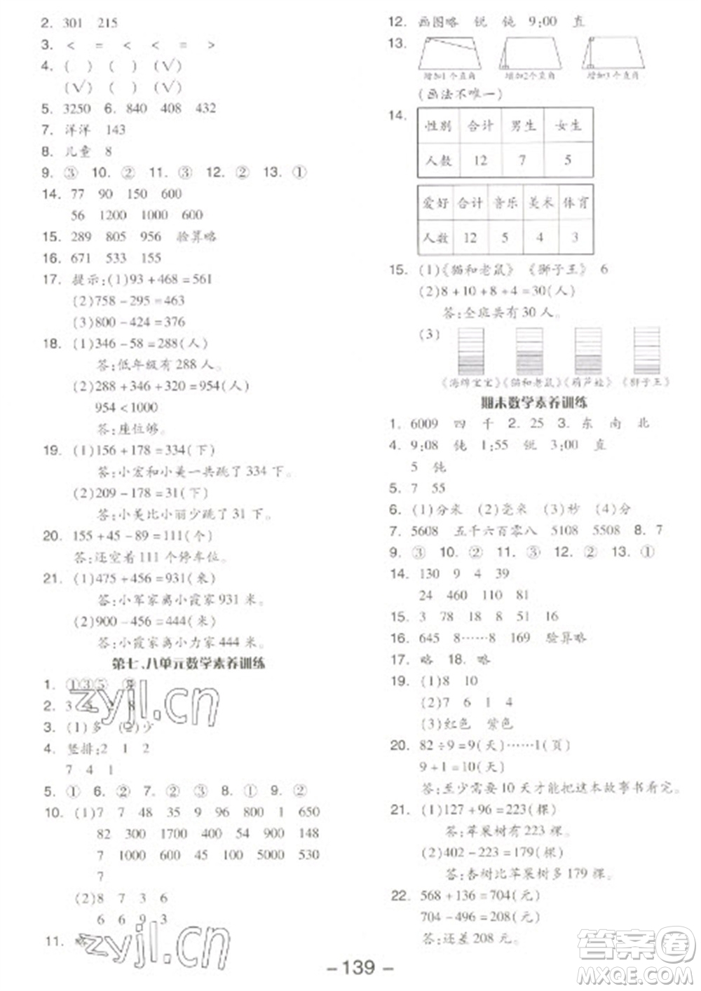 開明出版社2023全品學(xué)練考二年級(jí)下冊(cè)數(shù)學(xué)蘇教版參考答案