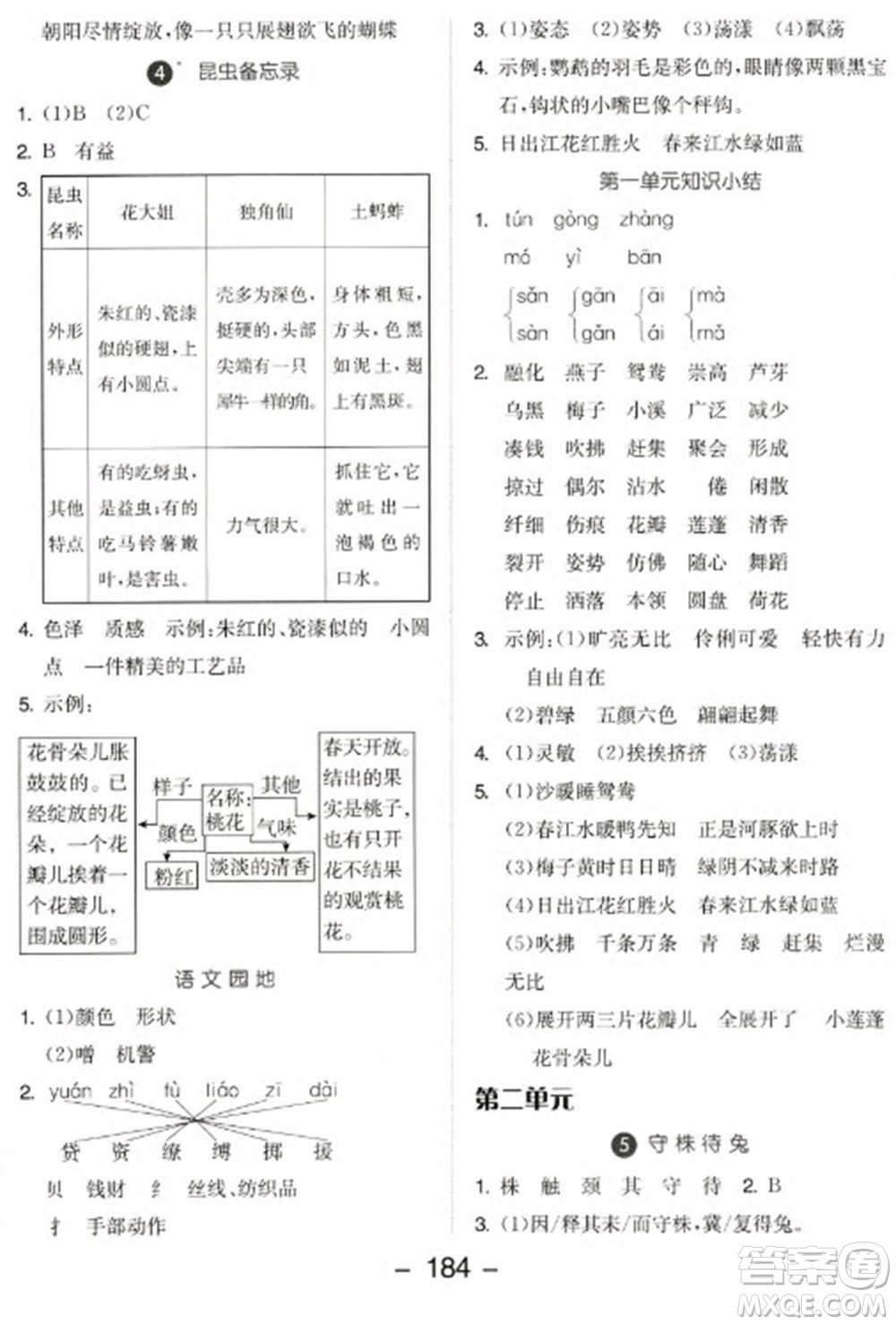 開明出版社2023全品學(xué)練考三年級(jí)下冊(cè)語文人教版參考答案