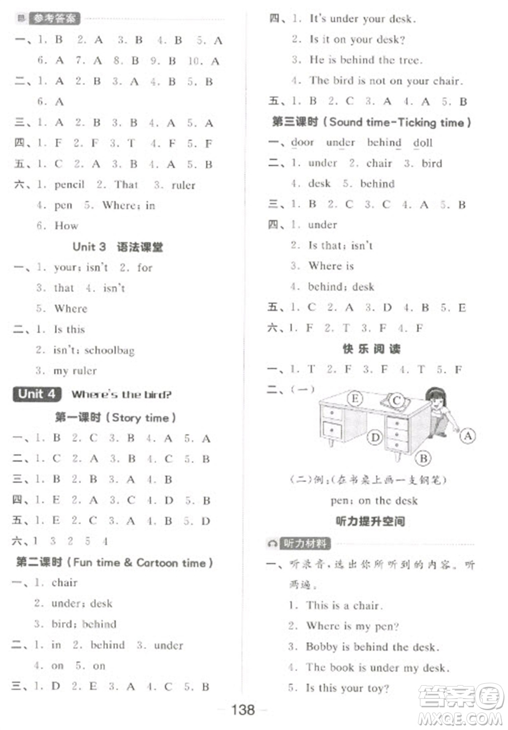 開明出版社2023全品學(xué)練考三年級(jí)下冊(cè)英語譯林版參考答案