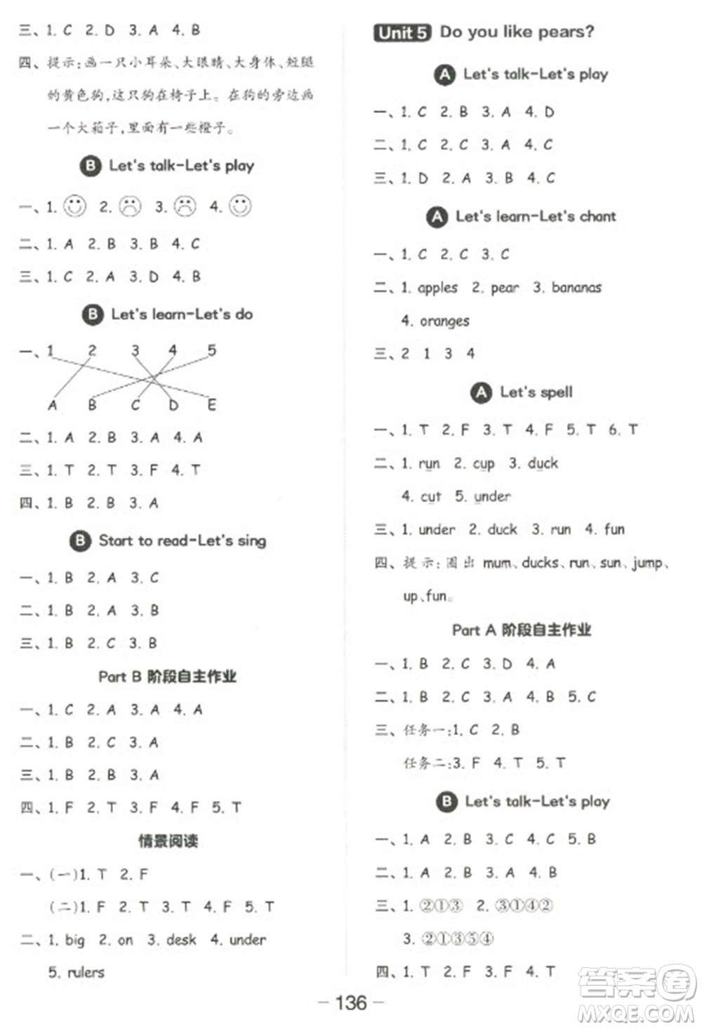 開明出版社2023全品學(xué)練考三年級(jí)下冊(cè)英語(yǔ)人教PEP版參考答案