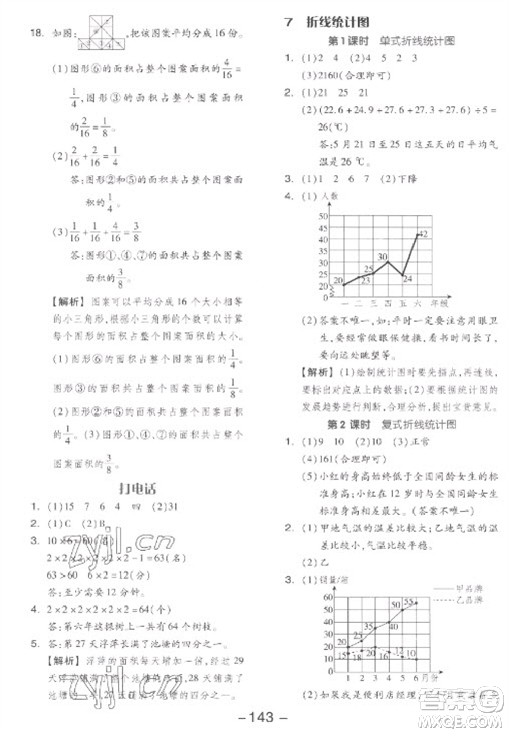 開明出版社2023全品學(xué)練考五年級下冊數(shù)學(xué)人教版參考答案