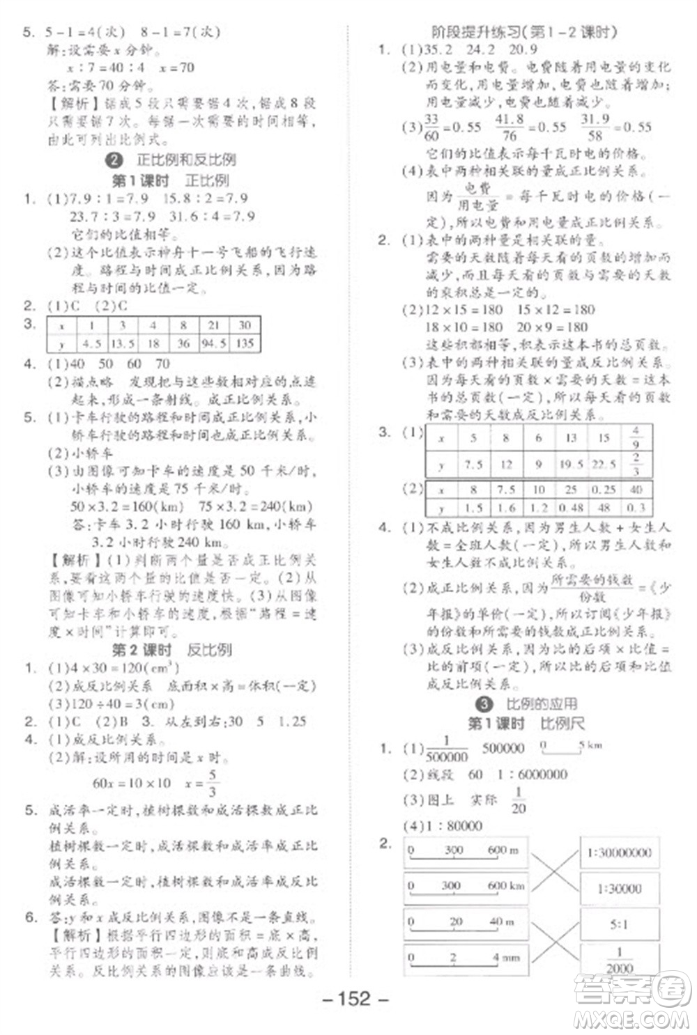 開明出版社2023全品學練考六年級下冊數學人教版參考答案