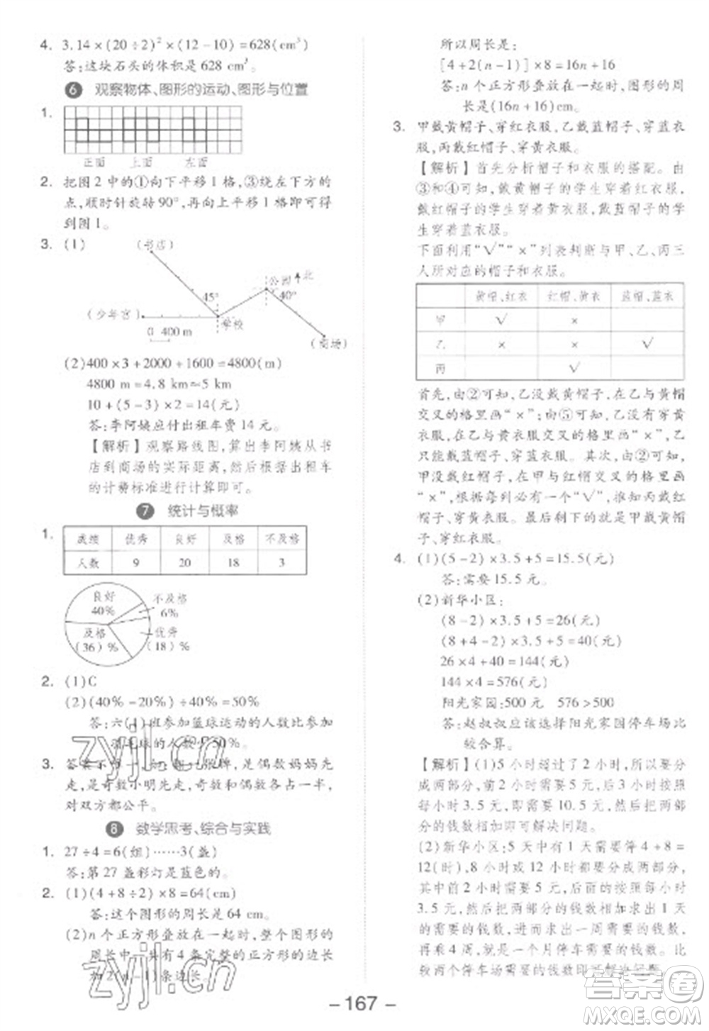 開明出版社2023全品學練考六年級下冊數學人教版參考答案