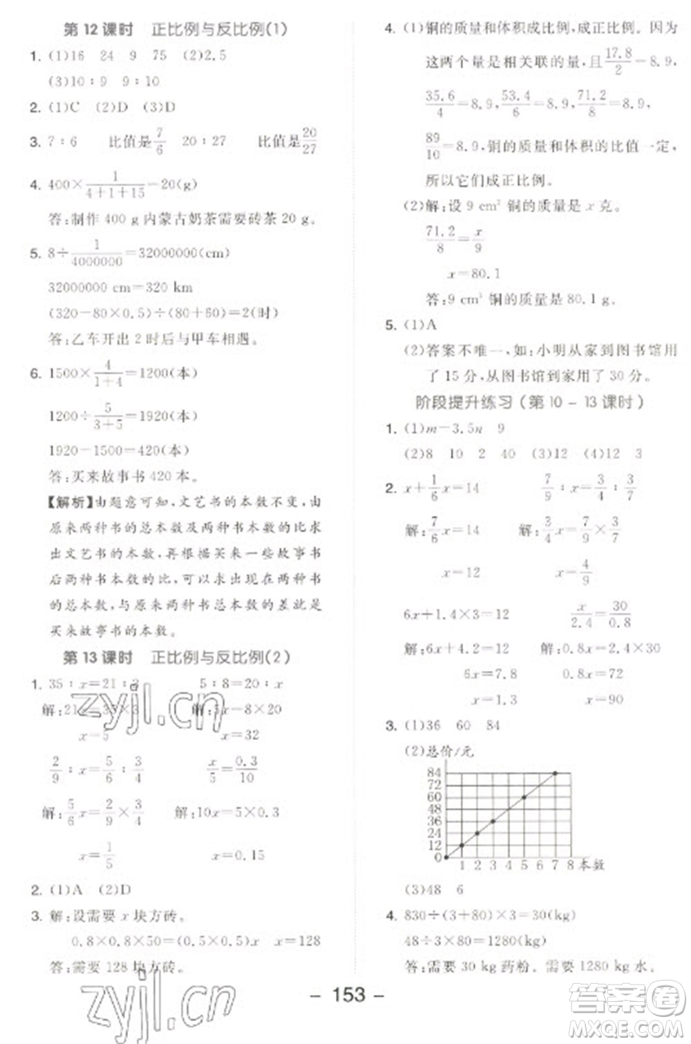 開明出版社2023全品學(xué)練考六年級下冊數(shù)學(xué)北師大版參考答案