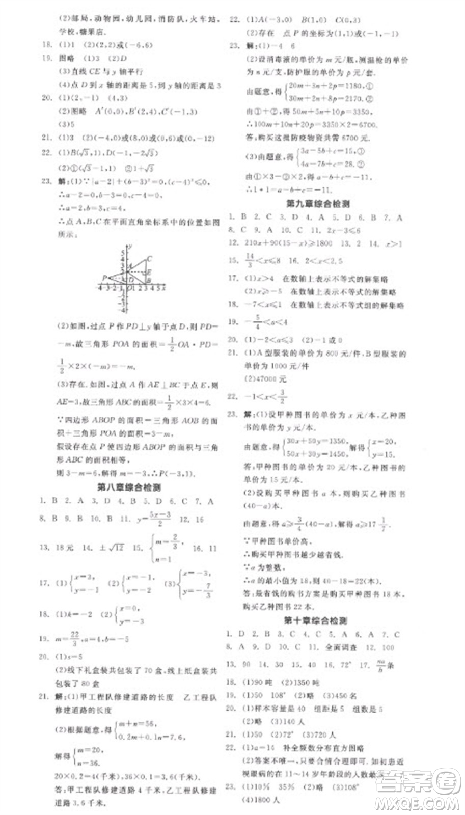 陽光出版社2023全品學(xué)練考七年級下冊數(shù)學(xué)人教版參考答案