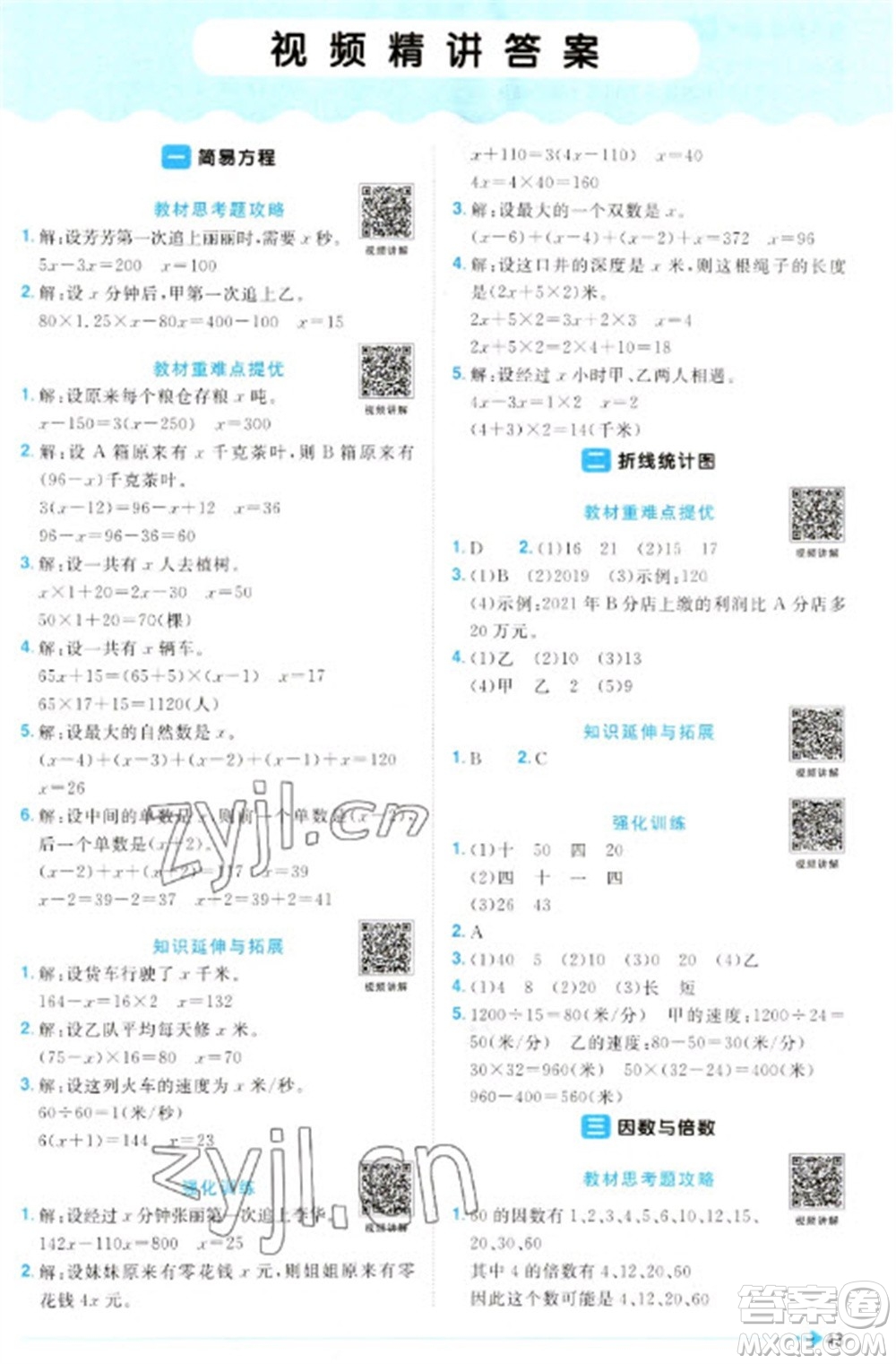 江西教育出版社2023陽光同學課時優(yōu)化作業(yè)五年級數(shù)學下冊蘇教版參考答案