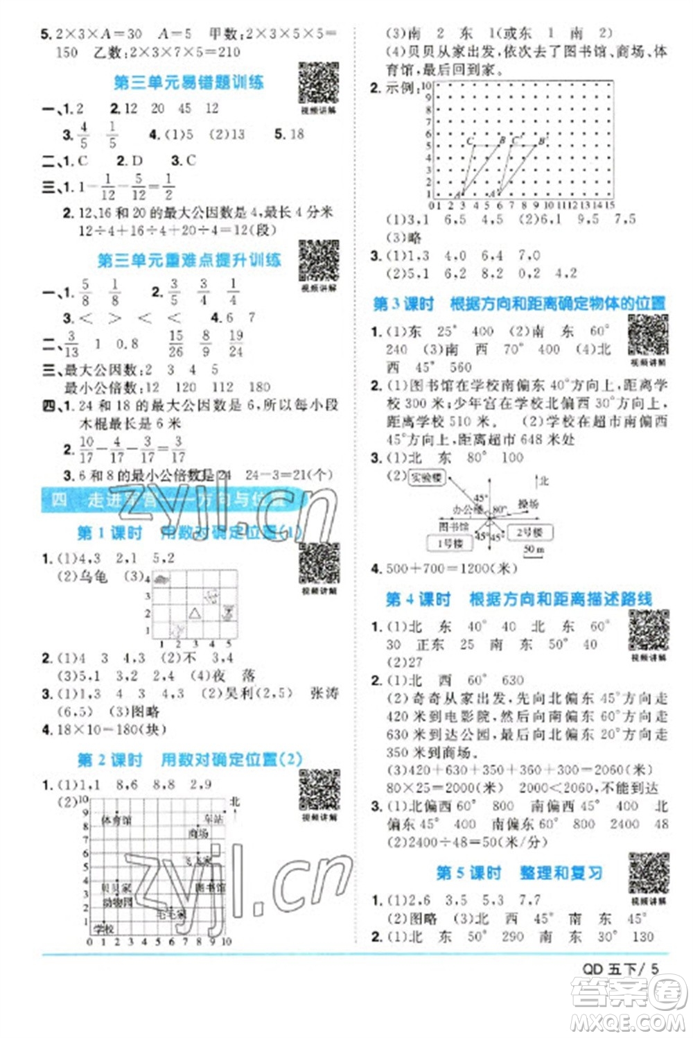 江西教育出版社2023陽(yáng)光同學(xué)課時(shí)優(yōu)化作業(yè)五年級(jí)數(shù)學(xué)下冊(cè)青島版參考答案