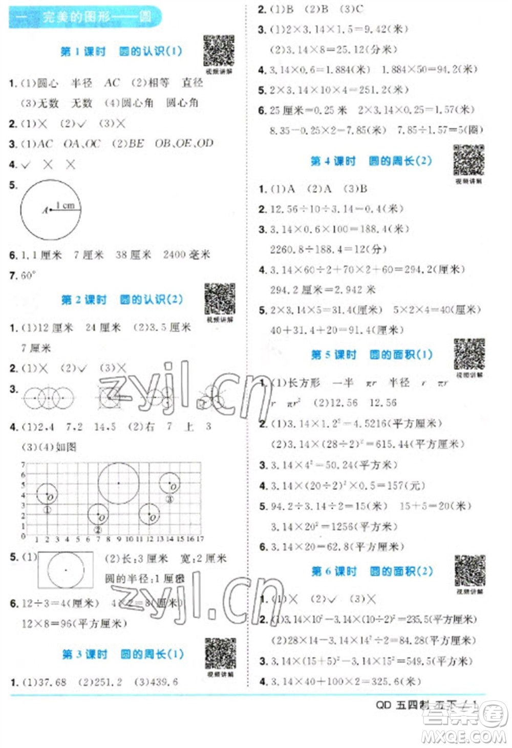 江西教育出版社2023陽光同學(xué)課時(shí)優(yōu)化作業(yè)五年級(jí)數(shù)學(xué)下冊(cè)青島版五四制參考答案