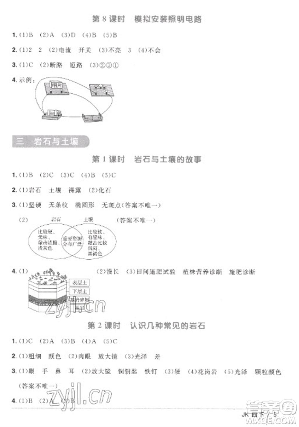 江西教育出版社2023陽光同學(xué)課時(shí)優(yōu)化作業(yè)四年級(jí)科學(xué)下冊教科版參考答案