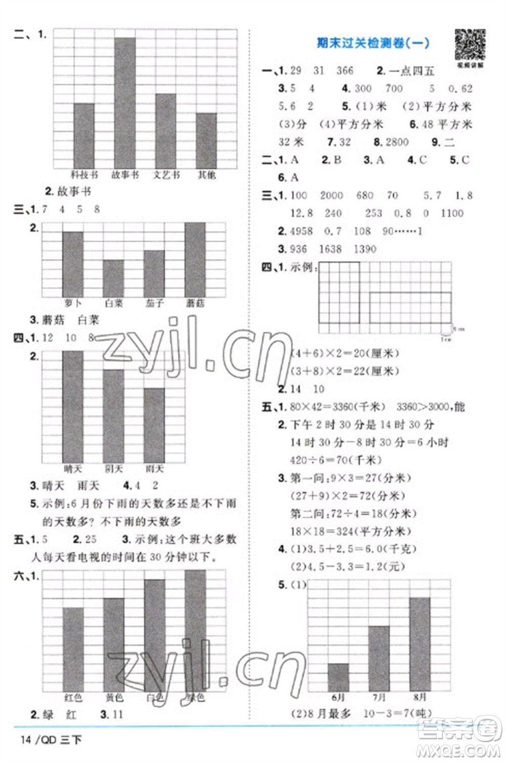 江西教育出版社2023陽(yáng)光同學(xué)課時(shí)優(yōu)化作業(yè)三年級(jí)數(shù)學(xué)下冊(cè)青島版參考答案