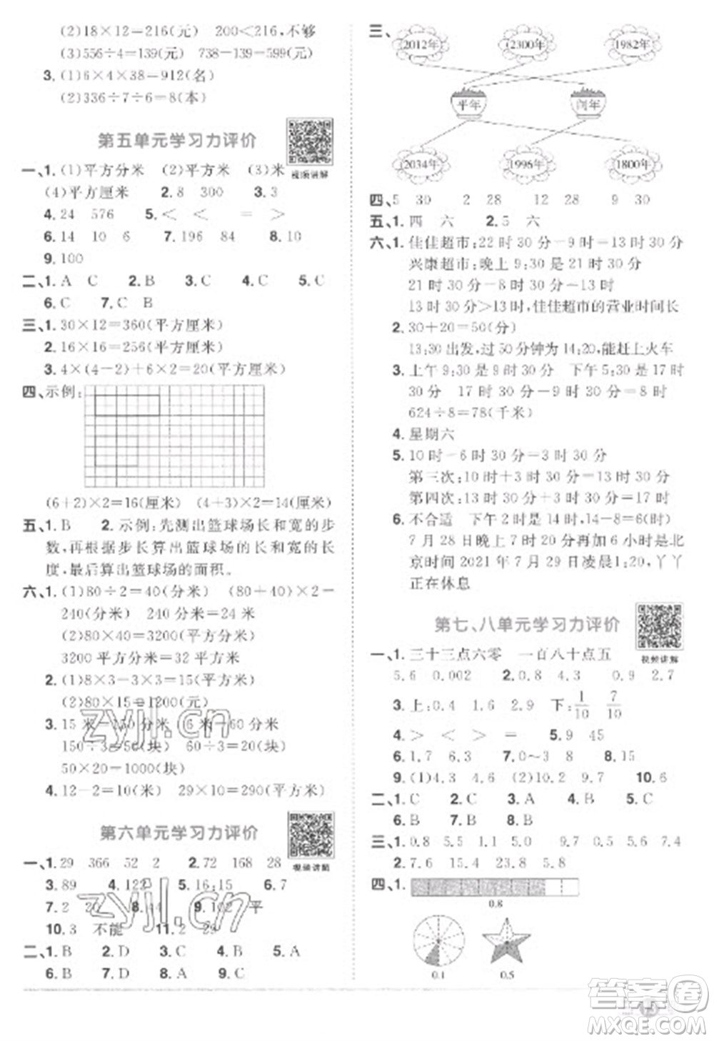 江西教育出版社2023陽光同學(xué)課時優(yōu)化作業(yè)三年級數(shù)學(xué)下冊人教版菏澤專版參考答案