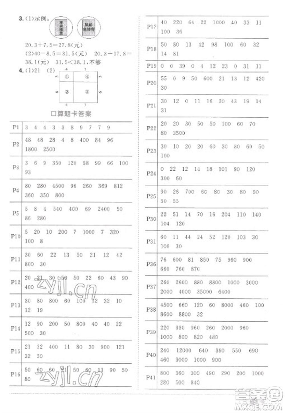 江西教育出版社2023陽光同學(xué)課時優(yōu)化作業(yè)三年級數(shù)學(xué)下冊人教版菏澤專版參考答案