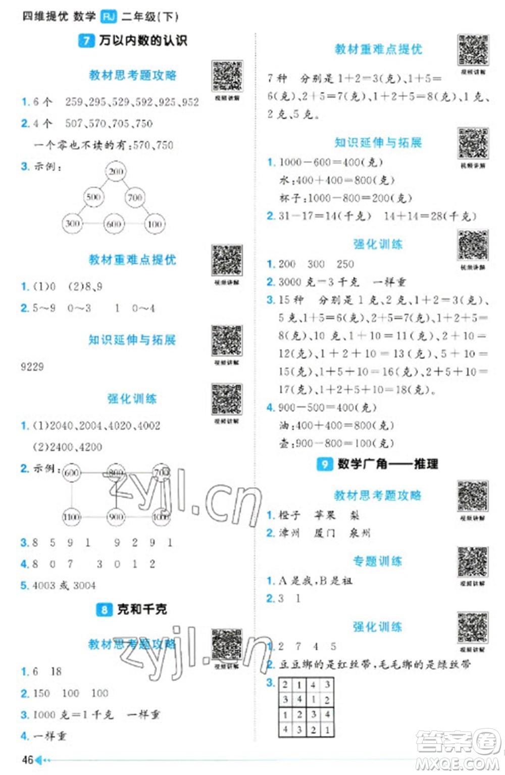 江西教育出版社2023陽(yáng)光同學(xué)課時(shí)優(yōu)化作業(yè)二年級(jí)數(shù)學(xué)下冊(cè)人教版參考答案