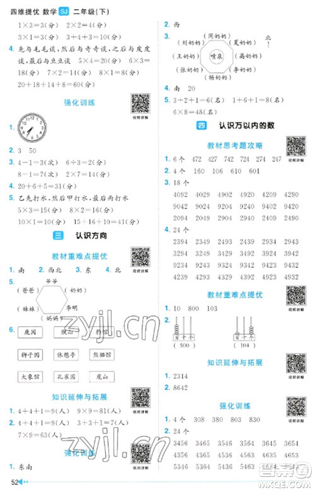 江西教育出版社2023陽光同學(xué)課時(shí)優(yōu)化作業(yè)二年級(jí)數(shù)學(xué)下冊(cè)蘇教版參考答案