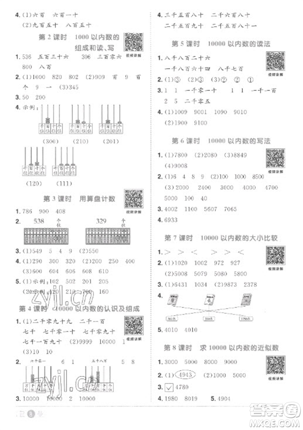 江西教育出版社2023陽光同學(xué)課時(shí)優(yōu)化作業(yè)二年級數(shù)學(xué)下冊人教版菏澤專版參考答案