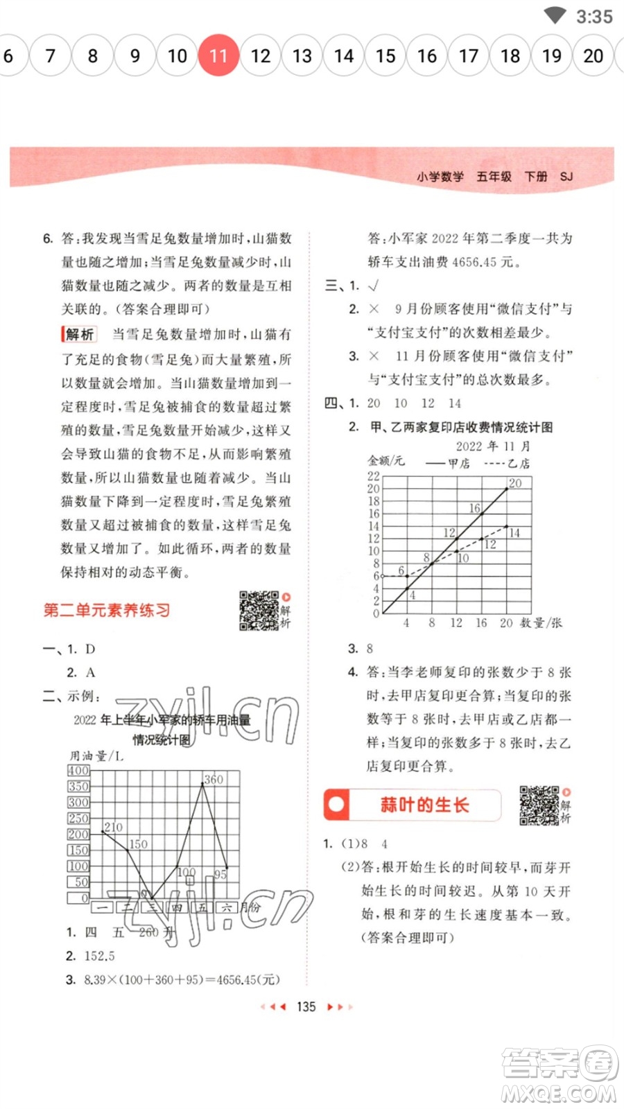 教育科學(xué)出版社2023春季53天天練五年級(jí)數(shù)學(xué)下冊(cè)蘇教版參考答案