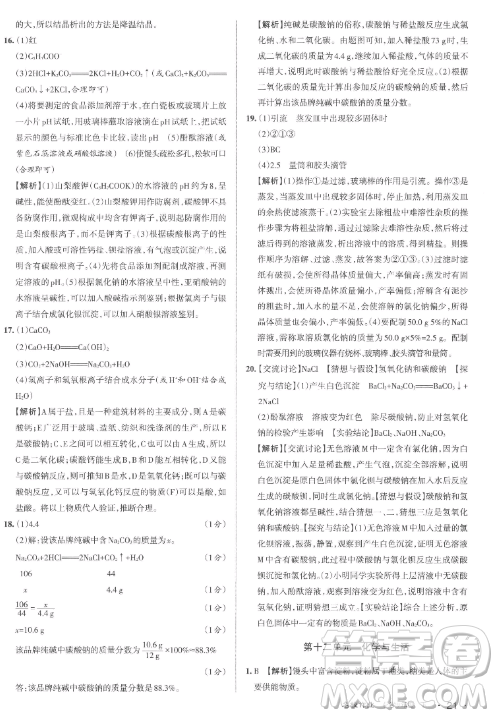 北京教育出版社2023名校作業(yè)九年級下冊化學(xué)滬教版山西專版答案