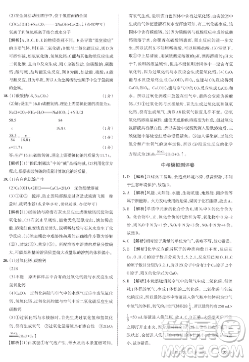 北京教育出版社2023名校作業(yè)九年級下冊化學(xué)滬教版山西專版答案