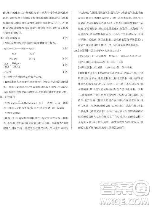 北京教育出版社2023名校作業(yè)九年級下冊化學(xué)滬教版山西專版答案