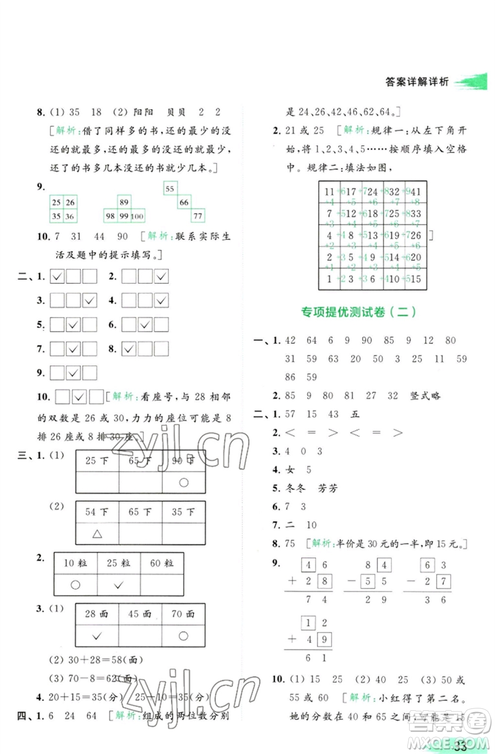 北京教育出版社2023亮點(diǎn)給力提優(yōu)班多維互動(dòng)空間一年級(jí)數(shù)學(xué)下冊(cè)蘇教版參考答案